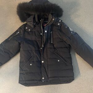 Moose Knuckles Black Jacket with Yellow Logo